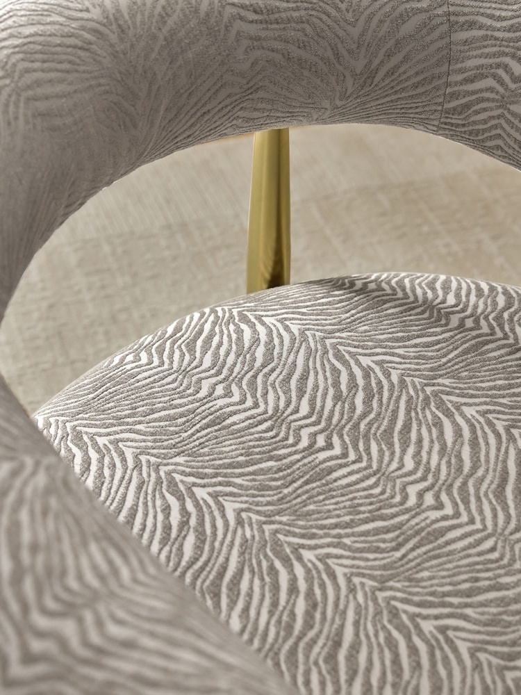 Zebra Chenille Light Natural Aire Metal Accent Chair - Image 2 of 10