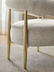 Zebra Chenille Light Natural Aire Metal Accent Chair - Image 3 of 10