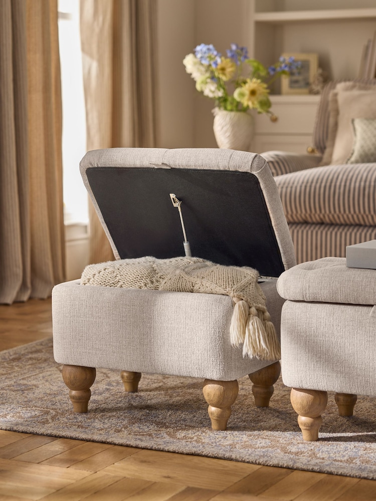 Tweedy Plain Light Natural Albury Footstool - Image 2 of 10 Tweedy Plain Light Natural Albury Footstool - Image 2 of 10