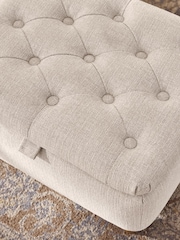 Buttoned Tweedy Plain Light Natural Albury Small Footstool - Image 6 of 11