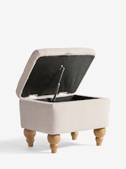 Buttoned Tweedy Plain Light Natural Albury Small Footstool - Image 8 of 11