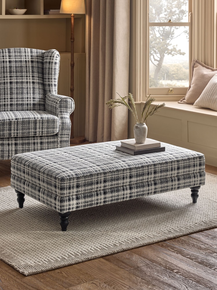 Check Chenille Black And White Sherlock Storage Coffee Table - Image 1 of 11