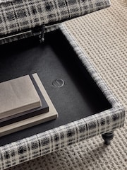 Check Chenille Black And White Sherlock Storage Coffee Table - Image 4 of 11