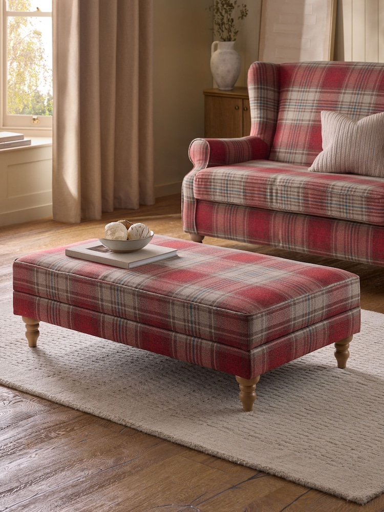Versatile Check Nevis Red Sherlock Storage Coffee Table - Image 1 of 11