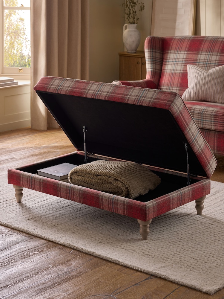 Versatile Check Nevis Red Sherlock Storage Coffee Table - Image 2 of 11