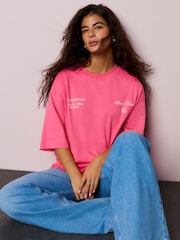 Pink Graphic Valentines Oversize Crew Neck T-Shirt - Image 2 of 8