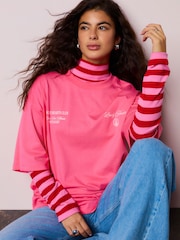 Pink Graphic Valentines Oversize Crew Neck T-Shirt - Image 3 of 8
