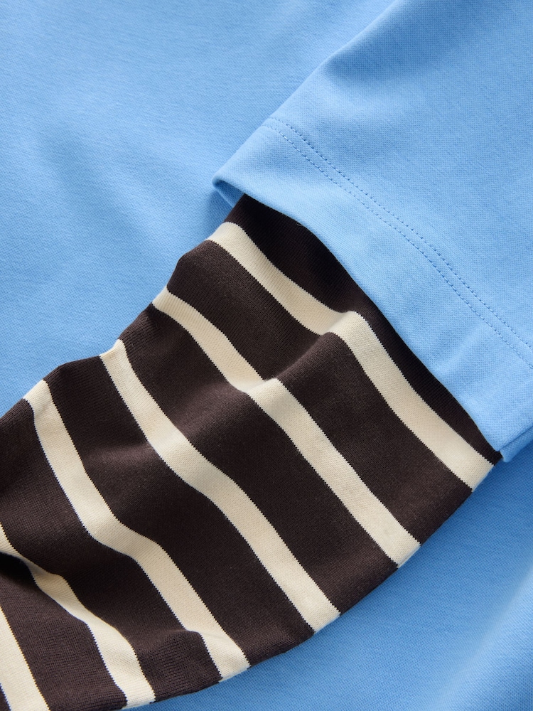 Blau/Braun gestreift - Schweres, mehrlagiges Langarm-Rundhals-T-Shirt 2 er-Pack - Bild 10 von 10