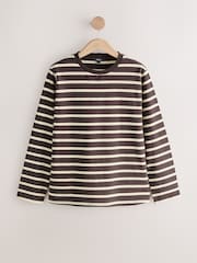 Blau/Braun gestreift - Schweres, mehrlagiges Langarm-Rundhals-T-Shirt 2 er-Pack - Bild 7 von 10