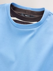 Blau/Braun gestreift - Schweres, mehrlagiges Langarm-Rundhals-T-Shirt 2 er-Pack - Bild 9 von 10