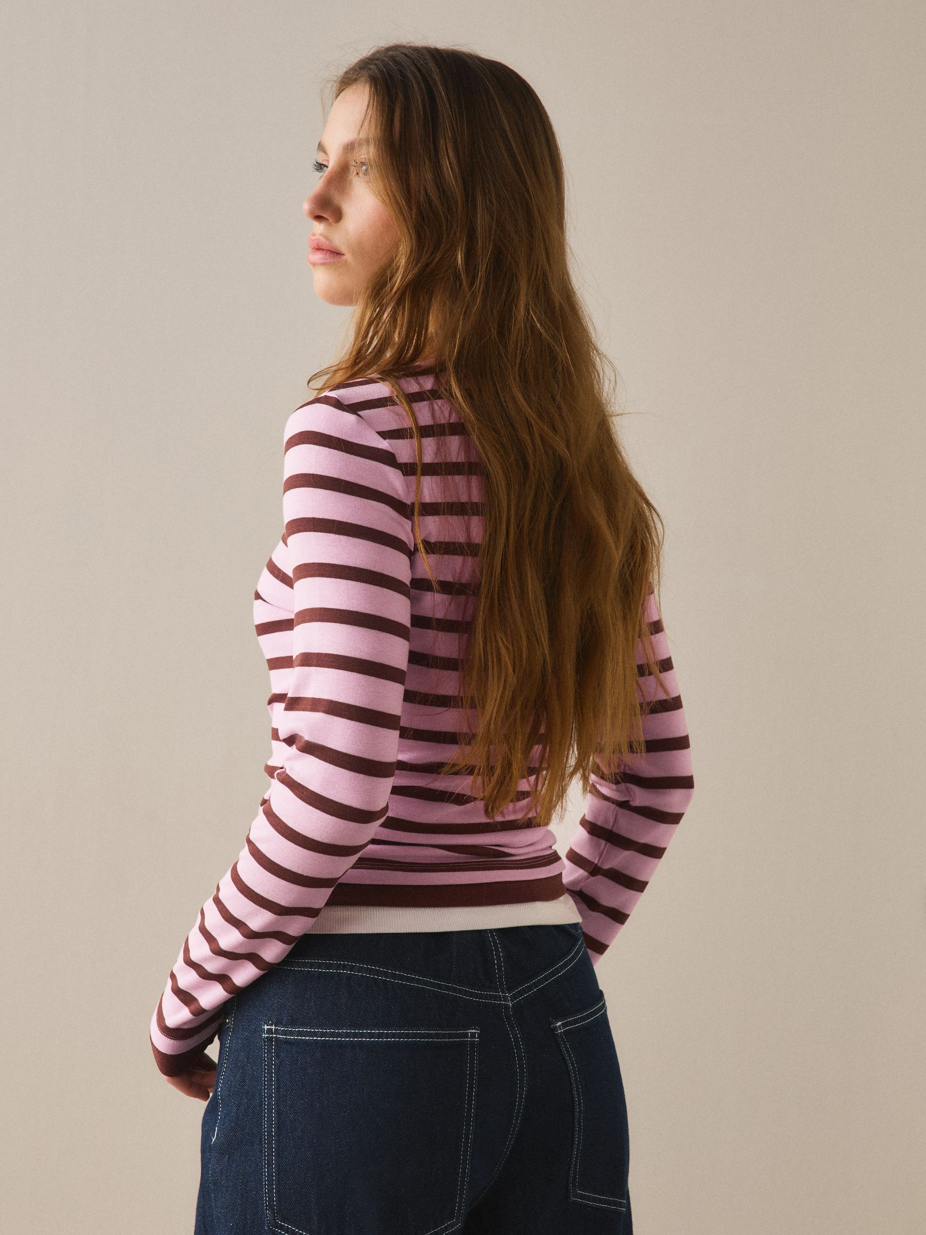 Buy Pink Stripe Soft Touch Long Sleeve Layer Top from Next USA