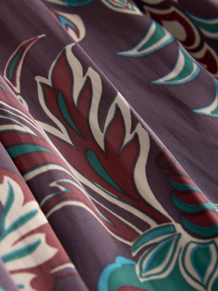 Brown Floral Satin Pleated Maxi Skirt - Image 8 of 8 Brown Floral Satin Pleated Maxi Skirt - Image 8 of 8