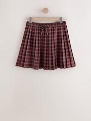 Red/Pink Check Pleated Pull On Mini Skirt - Image 5 of 7