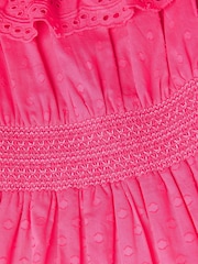 Monsoon Pink Broderie Frill Polka Dot Dress - Image 4 of 4
