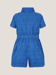 Monsoon Blue Short Sleeve Broderie Playsuit - Image 2 of 3