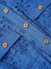 Monsoon Blue Short Sleeve Broderie Playsuit - Image 3 of 3