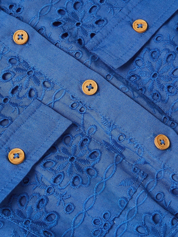 Monsoon Blue Short Sleeve Broderie Playsuit - Image 3 of 3
