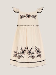 Monsoon Natural Floral Print Cornelli Embroidered Dress - Image 2 of 4