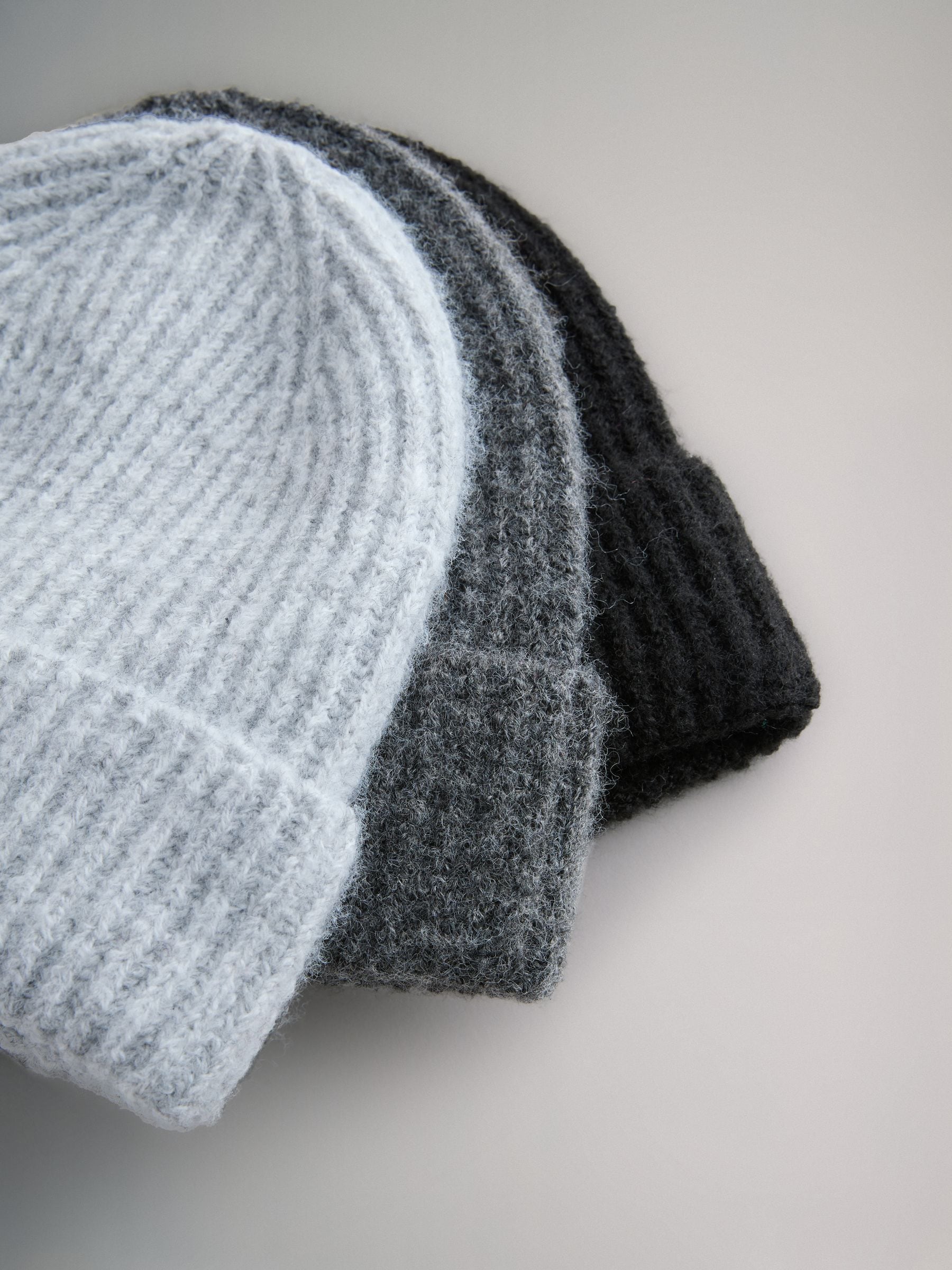 Buy The Set 3 Pack Beanies Black/Grey Marl/Charcoal Grey from Next USA