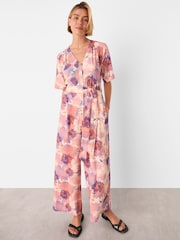 Whistles Pink Floral Button Front Jumpsuit - Image 1 of 5
