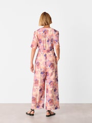 Whistles Pink Floral Button Front Jumpsuit - Image 2 of 5