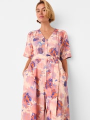 Whistles Pink Floral Button Front Jumpsuit - Image 3 of 5