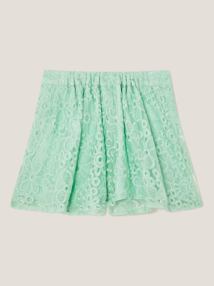 Monsoon Green Floral Print Embroidered Skort - Image 2 of 3