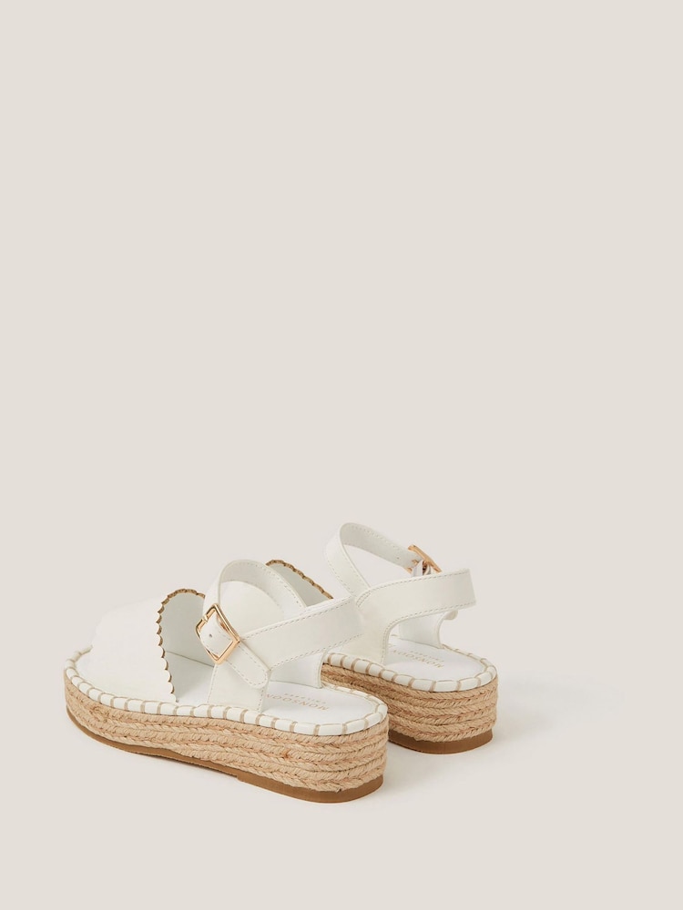 Monsoon White Scallop Espadrille Sandals - Image 3 of 3