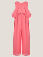 Monsoon Pink Leia Lace Trim Tier Playsuit - Image 1 of 3