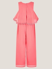 Monsoon Pink Leia Lace Trim Tier Playsuit - Image 2 of 3