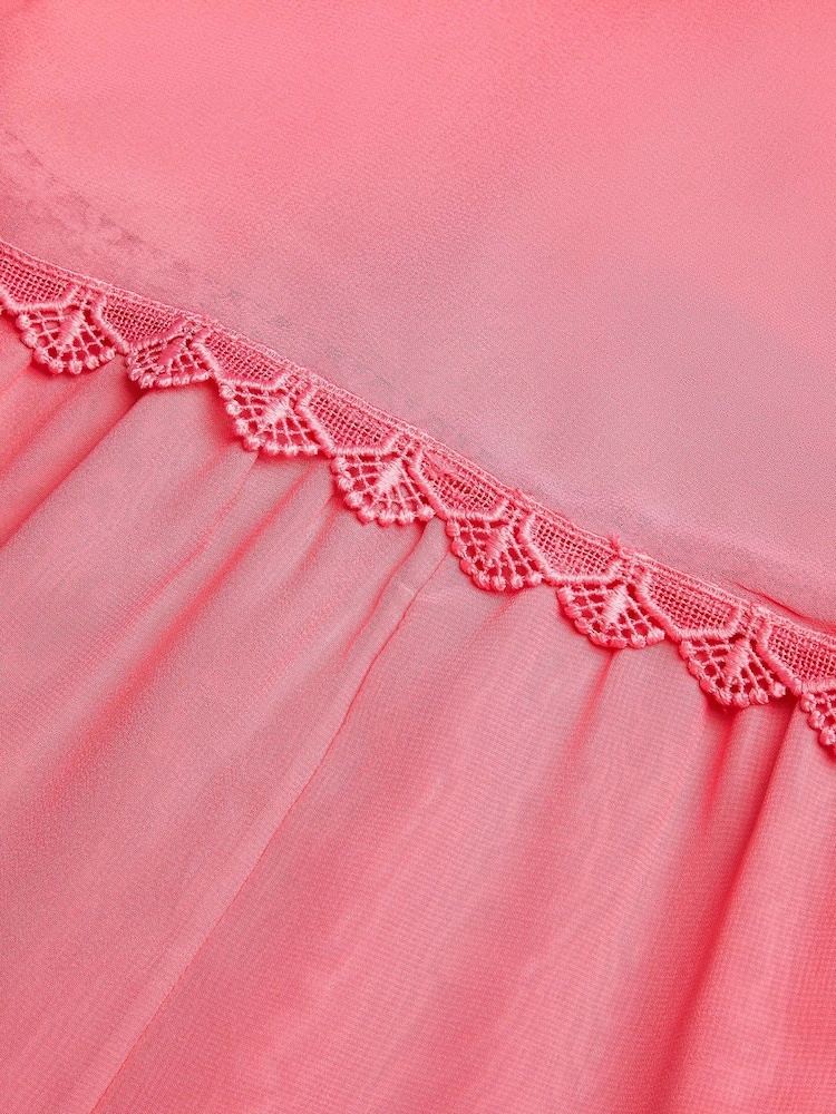 Monsoon Pink Leia Lace Trim Tier Playsuit - Image 3 of 3