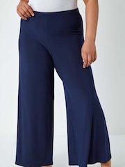 Roman Blue Curve Elastic Waist Wide Leg Trousers - Image 1 of 5