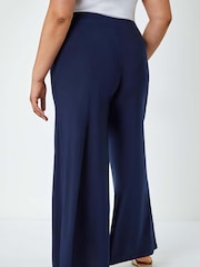 Roman Blue Curve Elastic Waist Wide Leg Trousers - Image 2 of 5