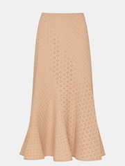 Whistles Brown Cotton Broderie Midi Skirt - Image 5 of 5