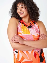 Roman Orange Curve Tropical Stretch Jersey Maxi Dress - Image 4 of 5
