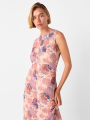Whistles Pink Floral Print Textured Midi Dress - Image 3 of 5