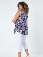 Roman Curve Textured Floral Print V-Neck Blouse - Image 3 of 5