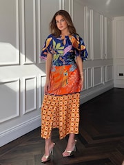 Girl In Mind Blue Havanaa Orange Multi Midi Dress - Image 2 of 4