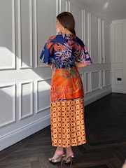 Girl In Mind Blue Havanaa Orange Multi Midi Dress - Image 3 of 4