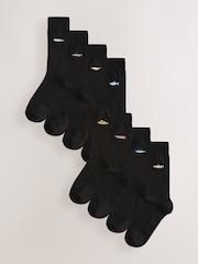 Black Fish Fun Embroidered Socks 8 Pack - Image 1 of 11