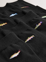 Black Fish Fun Embroidered Socks 8 Pack - Image 2 of 11