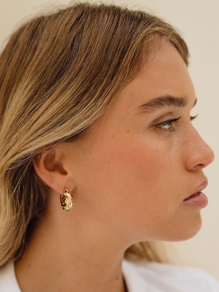 Anni Lu Gold Plated Crystal Bay Hoops - Image 2 of 3