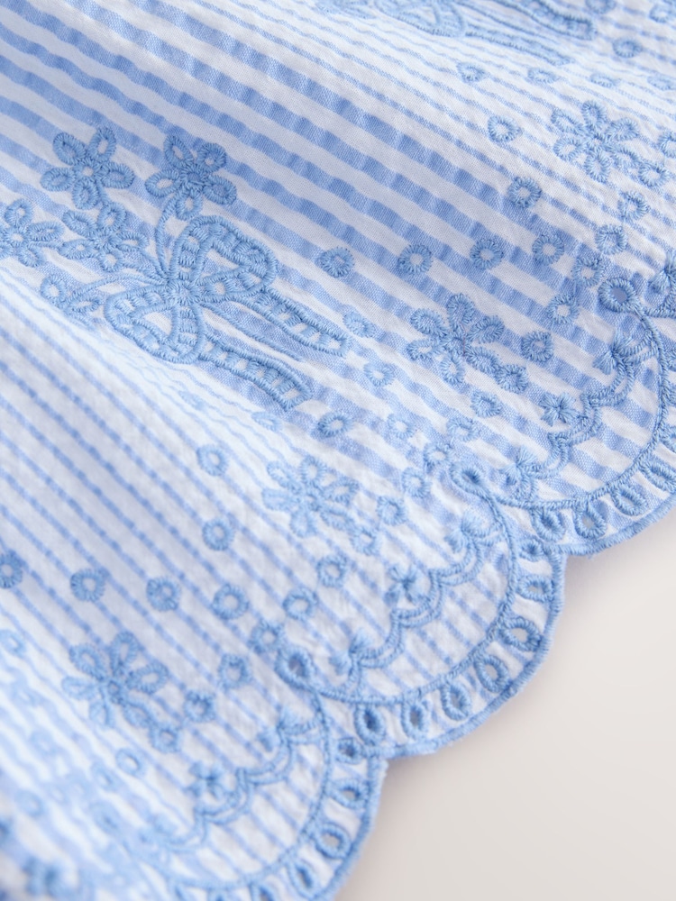 Blue Embroidered Angel Sleeve Dress (3mths-8yrs) - Image 10 of 10