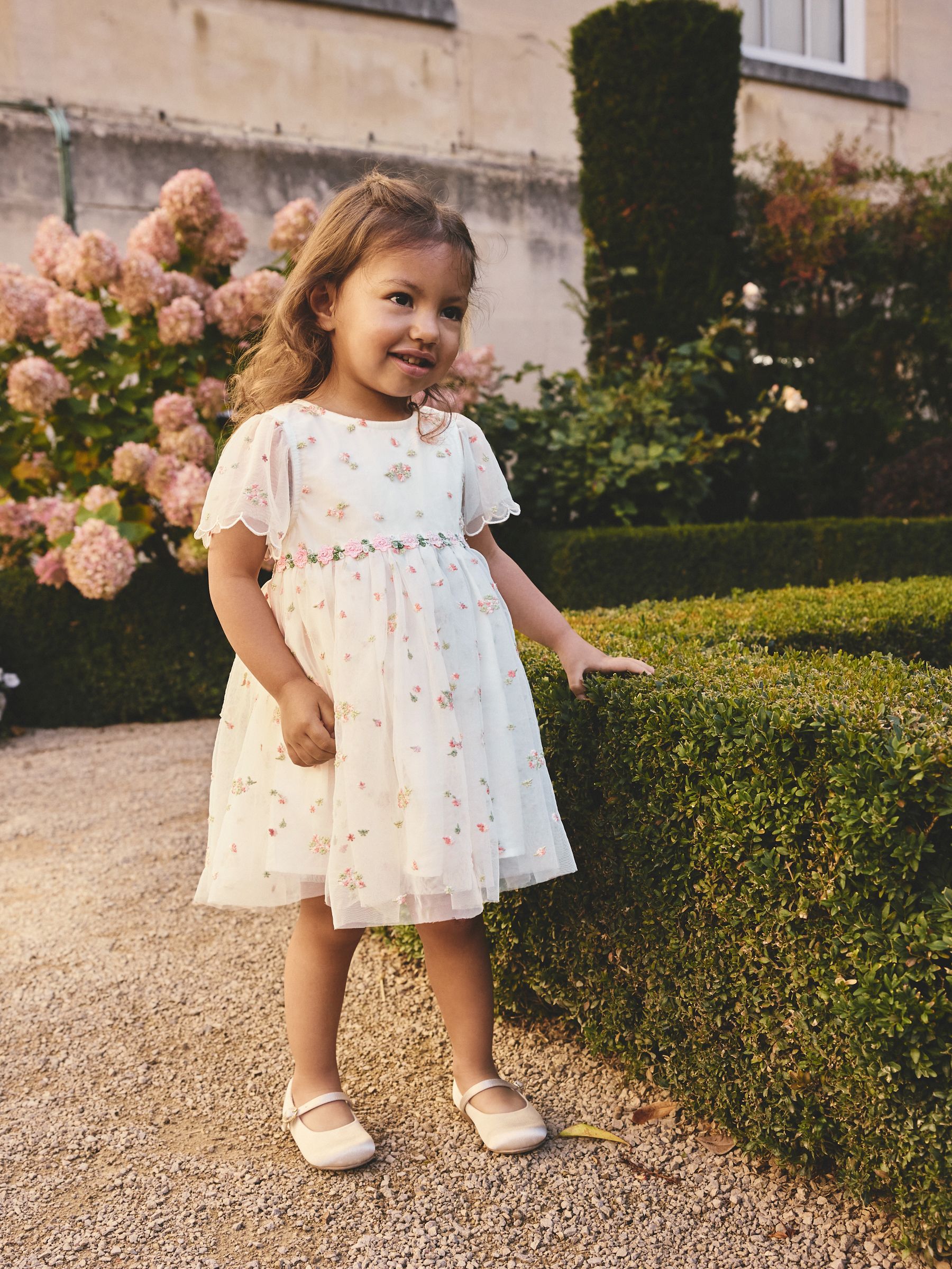white embroidered dress Madeleine White panelled embroidered midi dress, M / White main image 0
