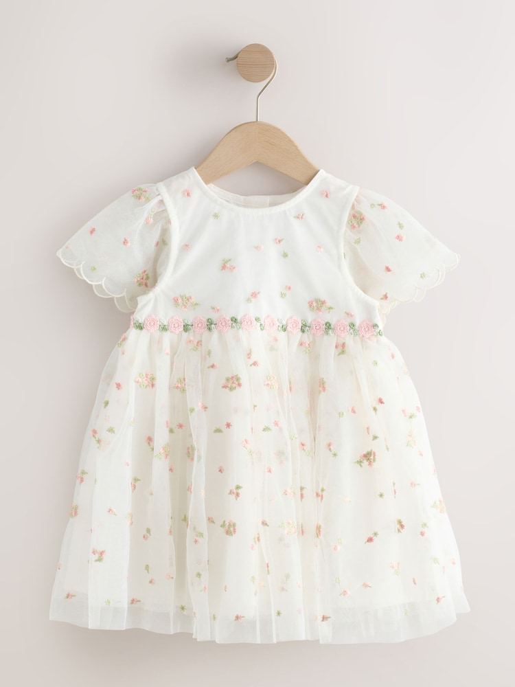 Buy Ivory Embroidered Mesh Dress (3mths-8yrs) from Next Jamaica