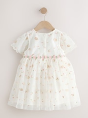 Ivory Embroidered Mesh Dress (3mths-8yrs) - Image 5 of 7