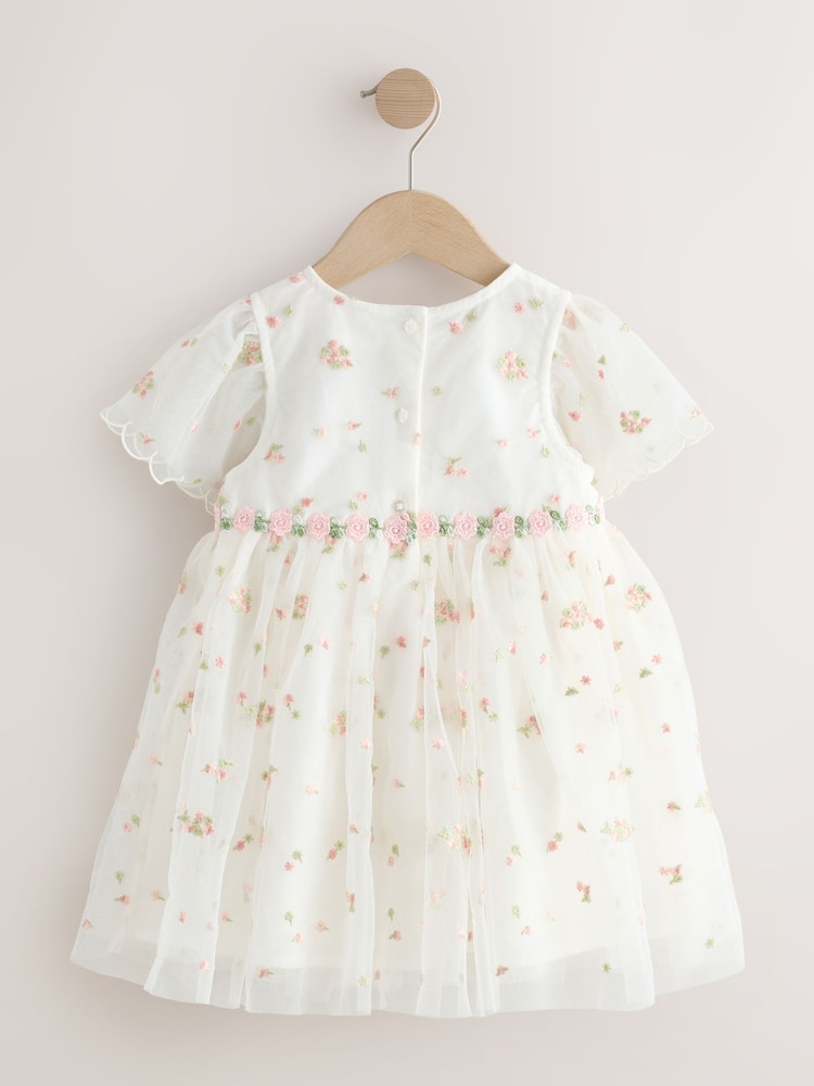 Buy Ivory Embroidered Mesh Dress (3mths-8yrs) from Next USA