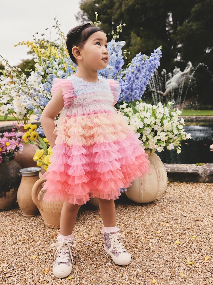 Rainbow Tiered Mesh Party Dress (3mths-8yrs) - Image 1 of 8 Rainbow Tiered Mesh Party Dress (3mths-8yrs) - Image 1 of 8