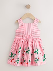 Red Strawberry Stripe Bow Front Prom Dress (3mths-8yrs) - Image 5 of 8