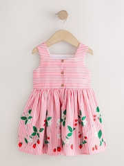 Red Strawberry Stripe Bow Front Prom Dress (3mths-8yrs) - Image 6 of 8